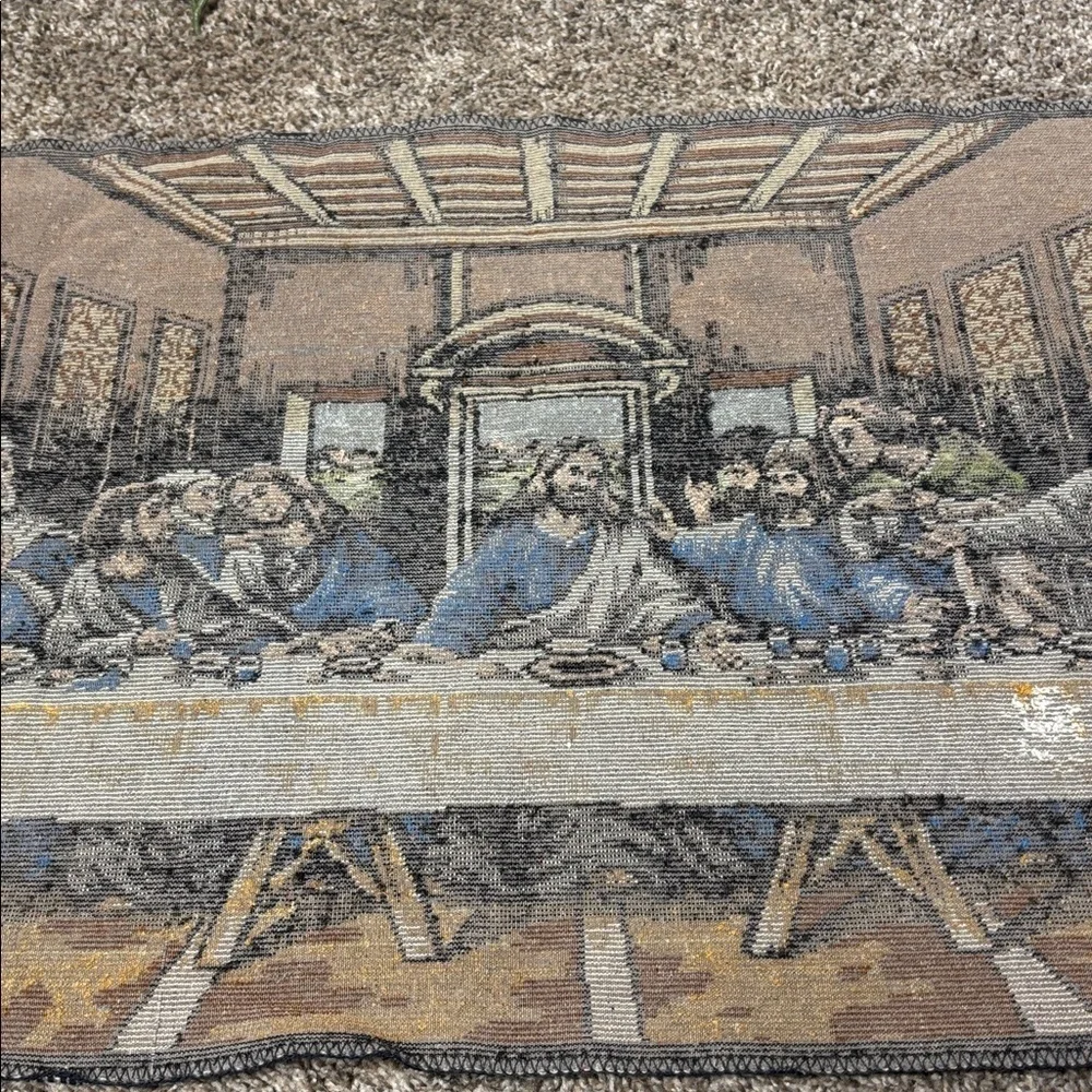 Vintage The Lord's Last Supper Tapestry Large Wall Art Made in Italy